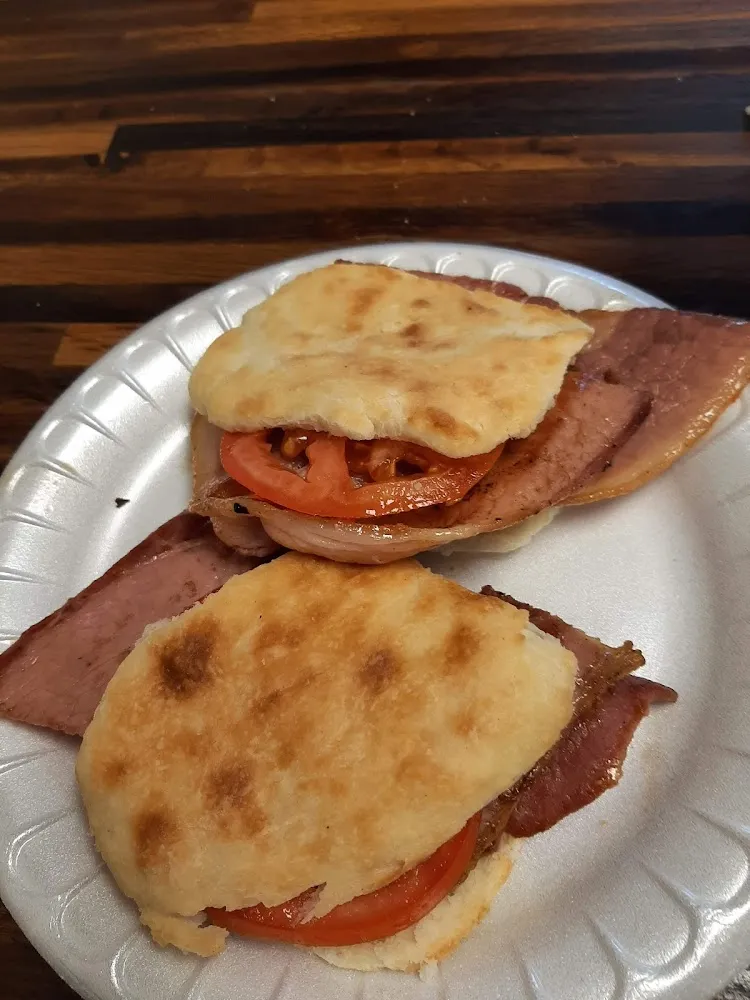 2 Country Ham Biscuits with Tomato